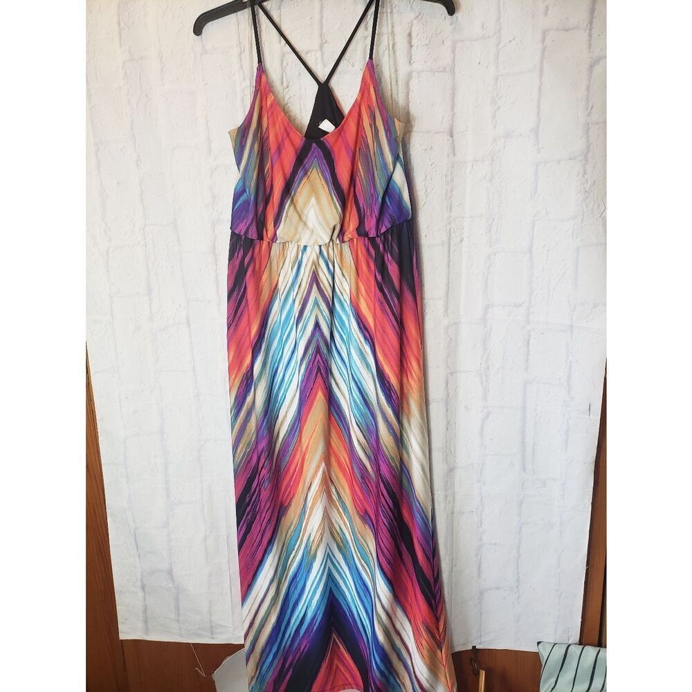 VENUS Colorful A-Line Maxi Dress Large
